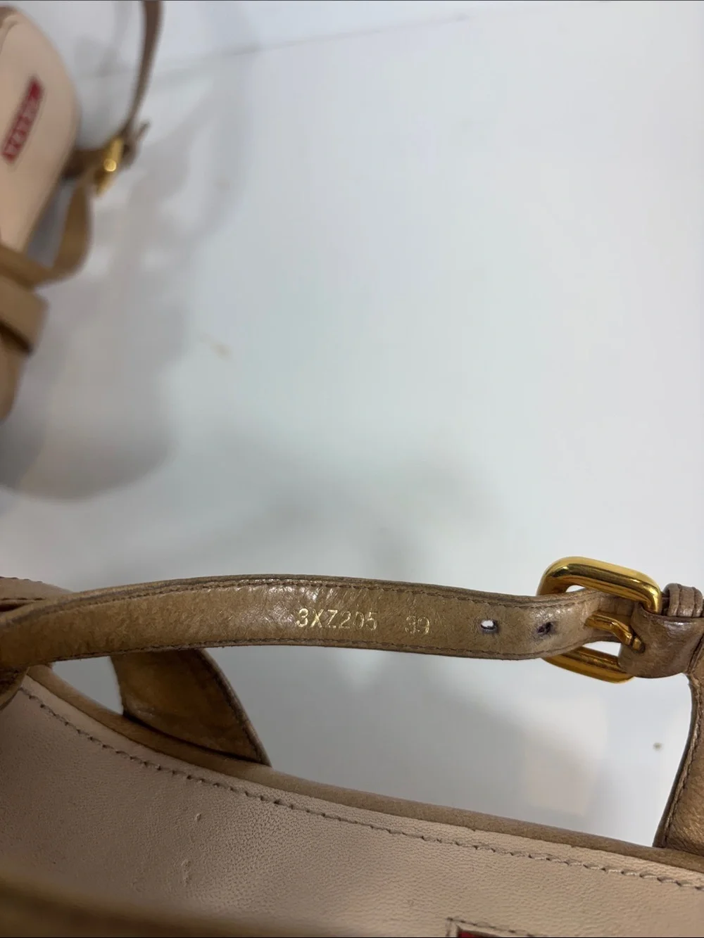 Prada Leather Cork Espadrille Wedge Sandals EU 39 US 9 Tan Slingback Italy